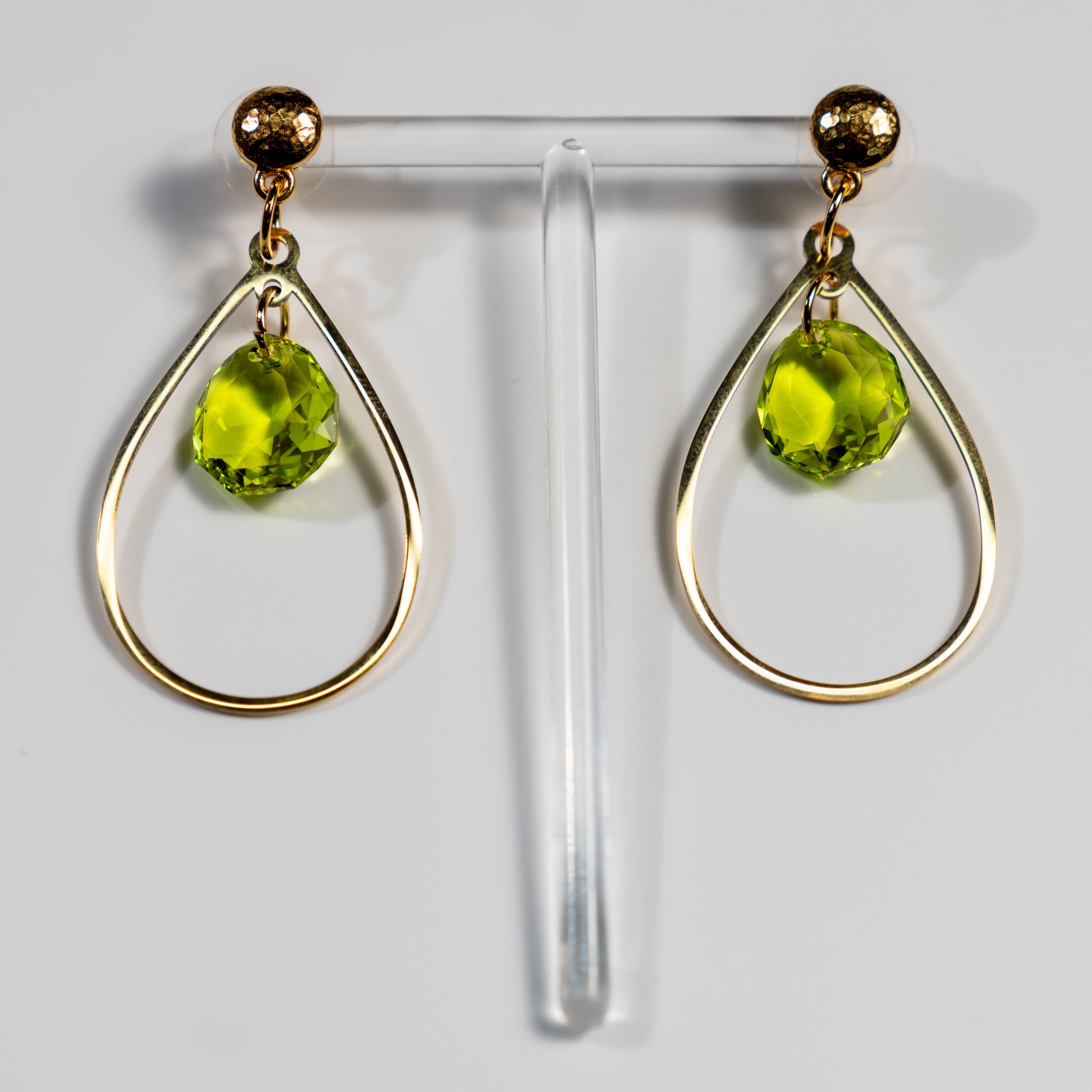 Green crystal hoop earrings
