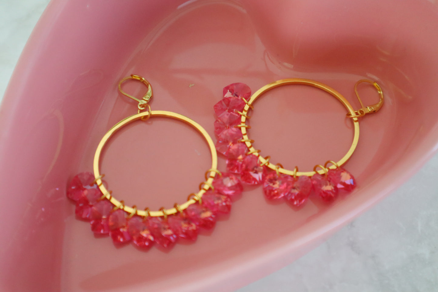 Pink Swarovski heart earrings for Valentine’s Day - Wesley Chapel Jewerly