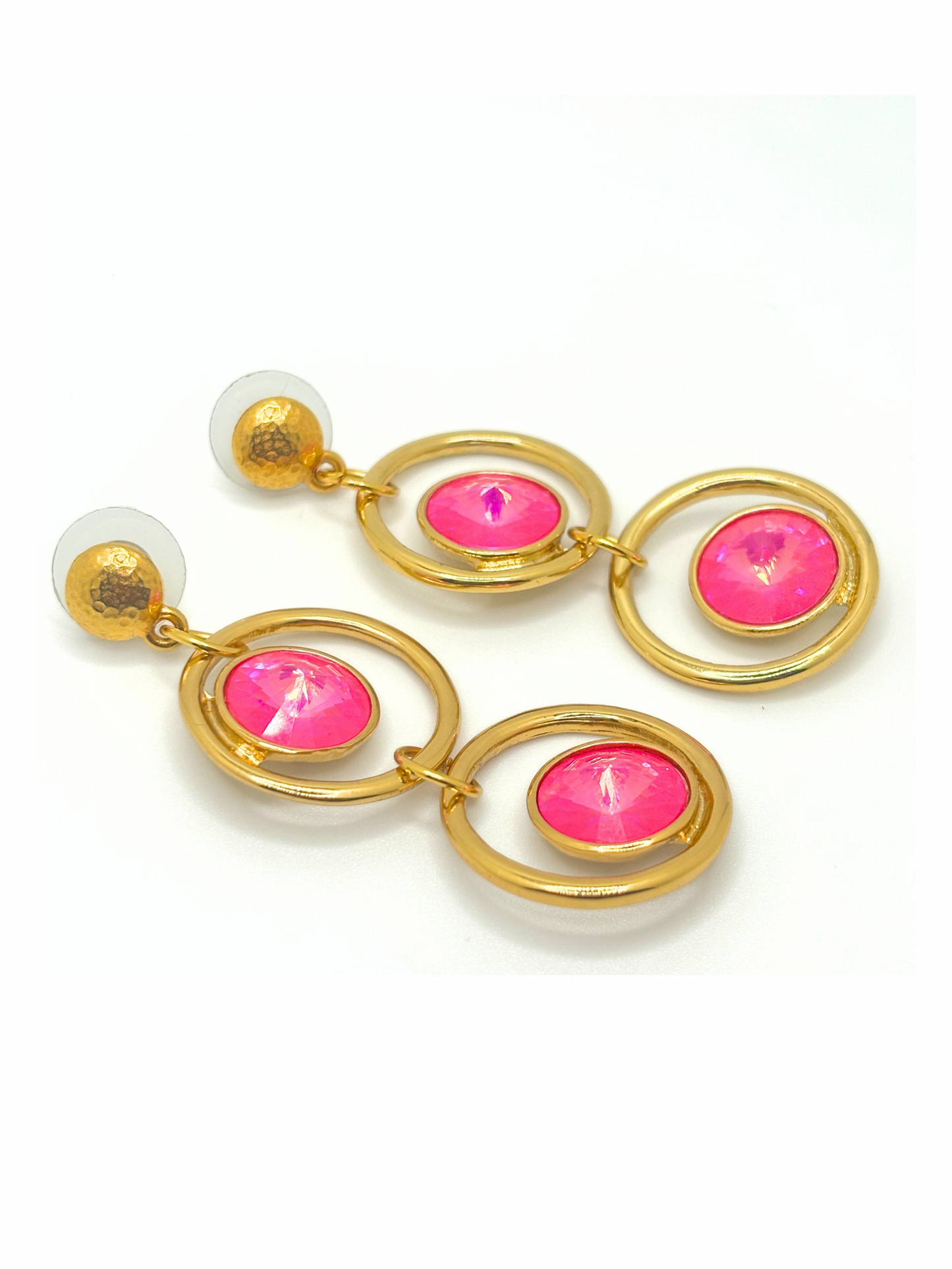 Pink Crystal earrings, handmade in florida