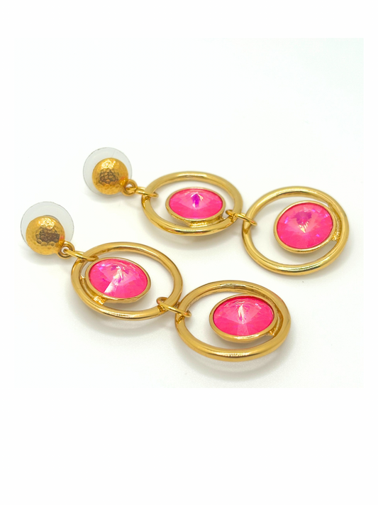 Pink Crystal earrings, handmade in florida