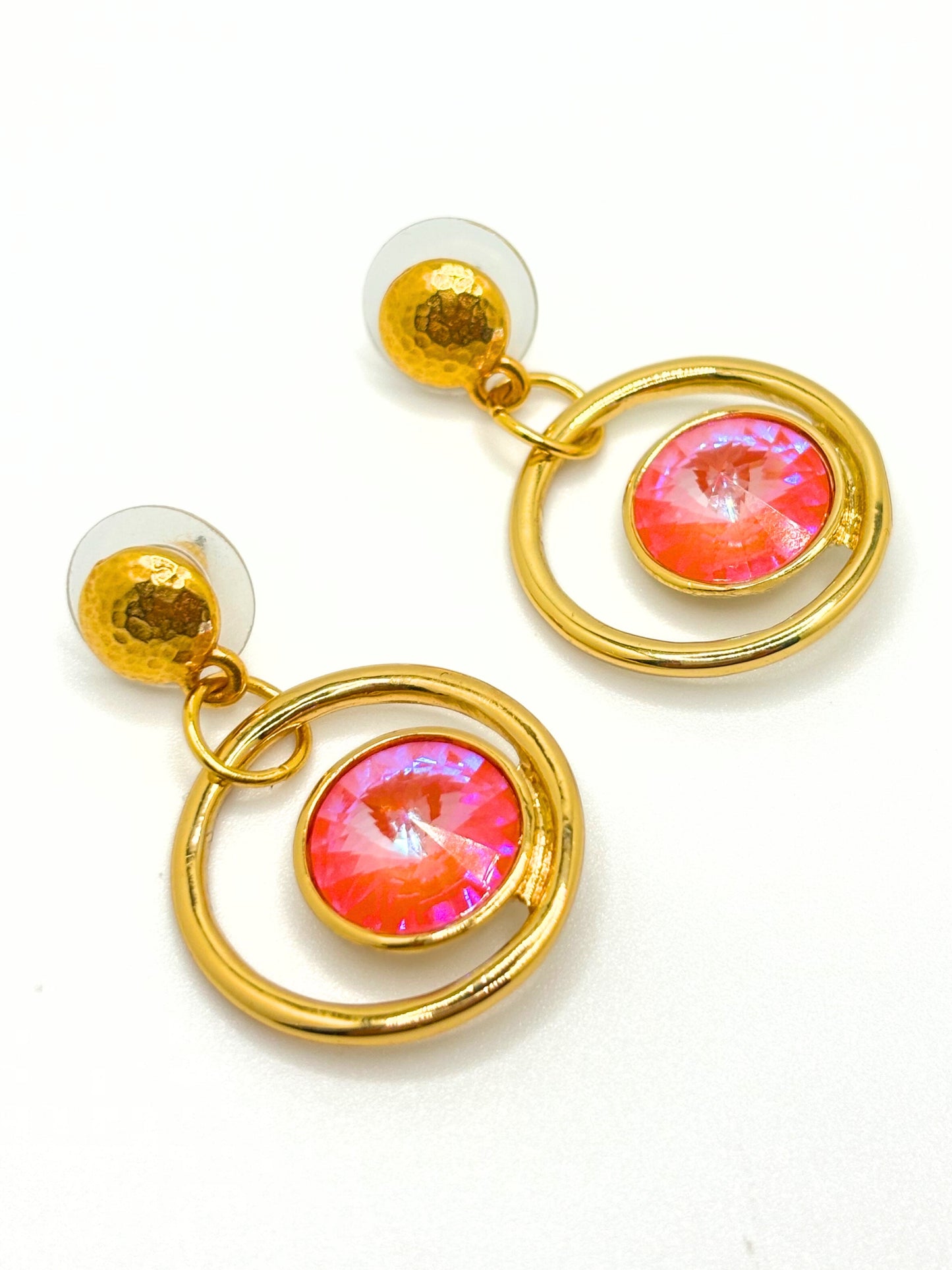 Sleek Orange Glow Crystal Earrings