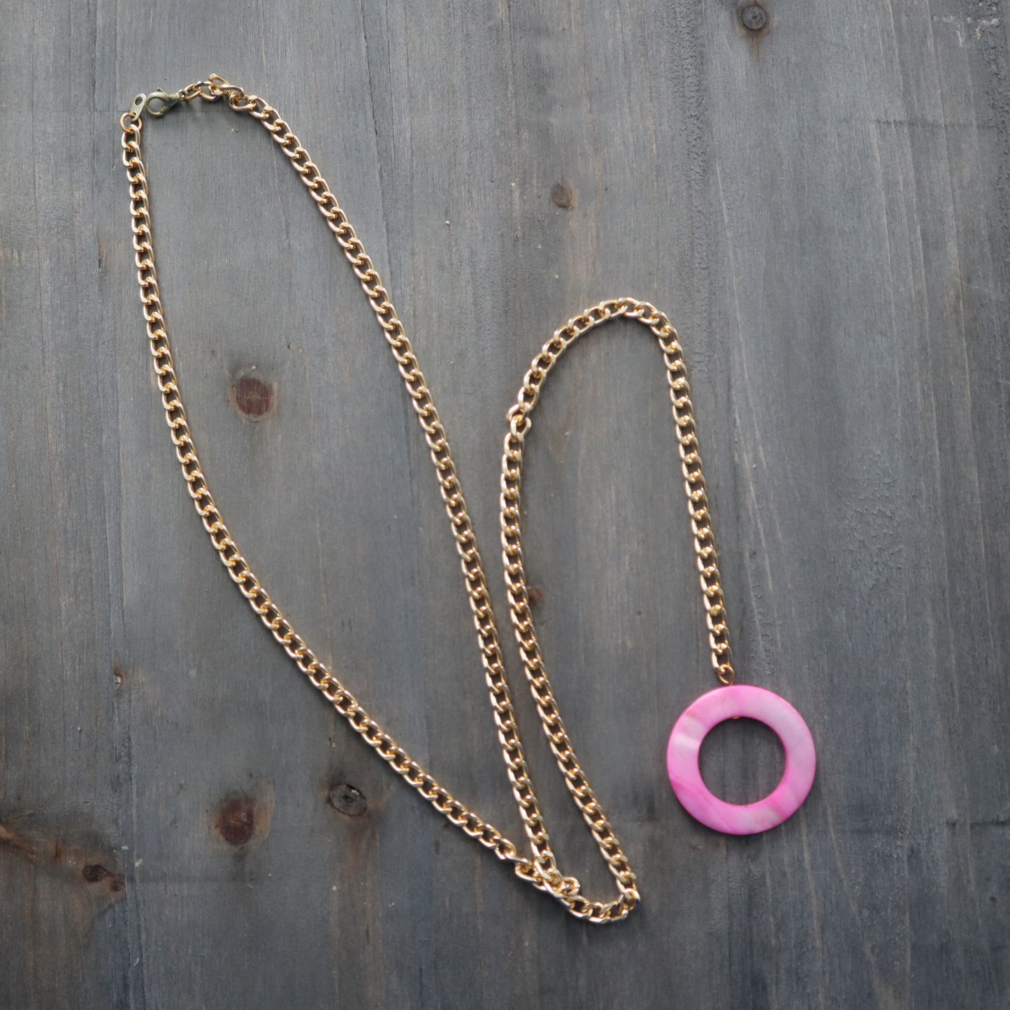 Pink Mother of Pearl Drop Necklace