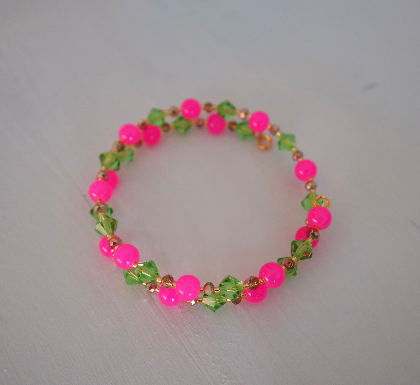 Pink and Green Wrap Bracelet