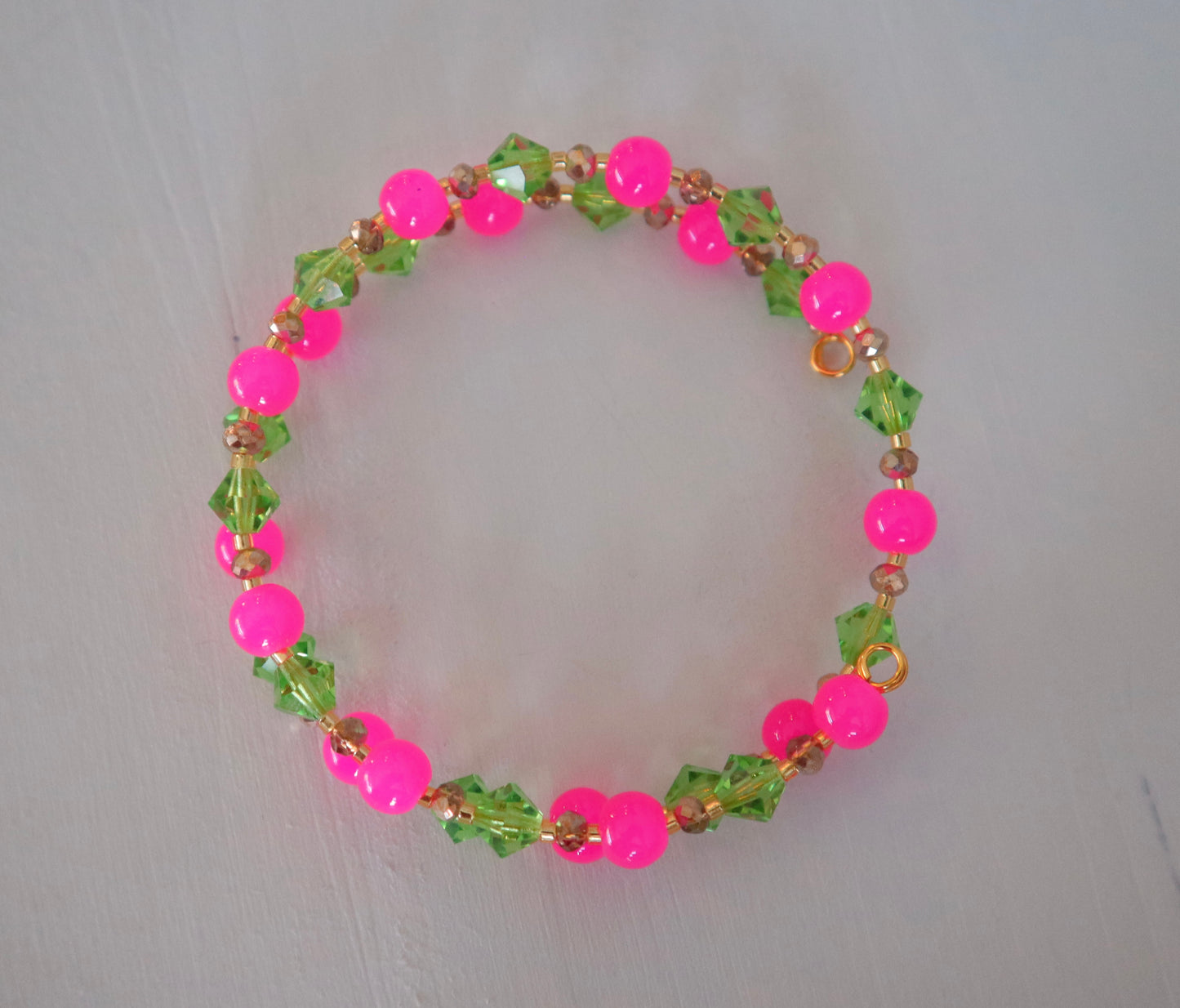 Pink and Green Wrap Bracelet