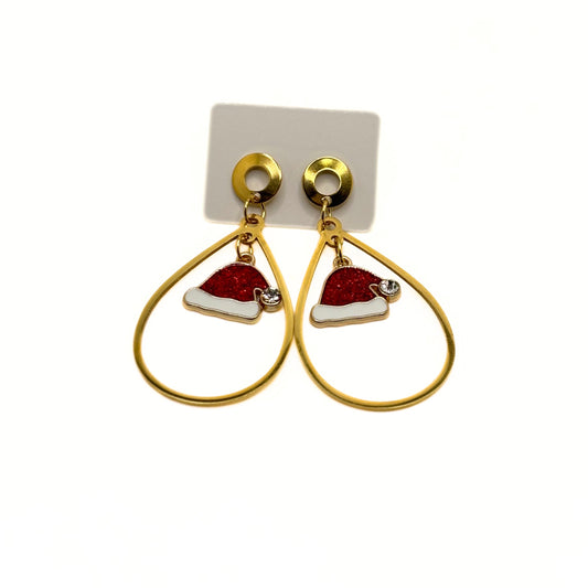 Santa Hat Hoop Earrings