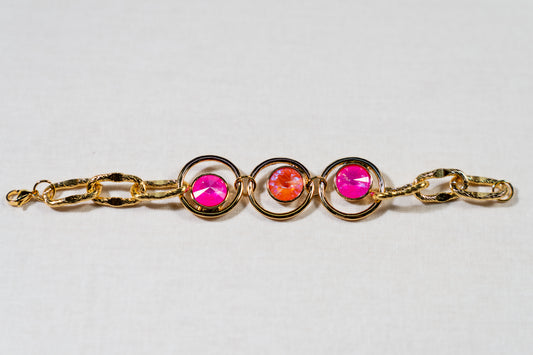 Orange and pink crystal anti-tarnish bracelet