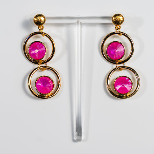 Pink Crystal earrings, handmade in florida