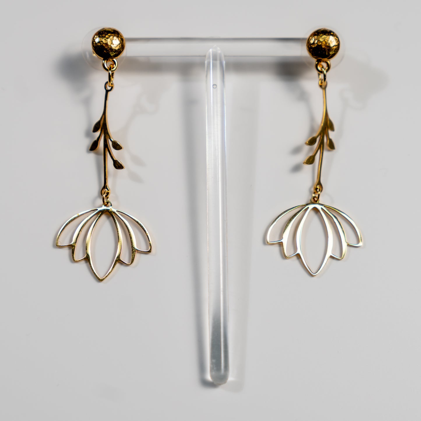 Stainless steel lotus earrings