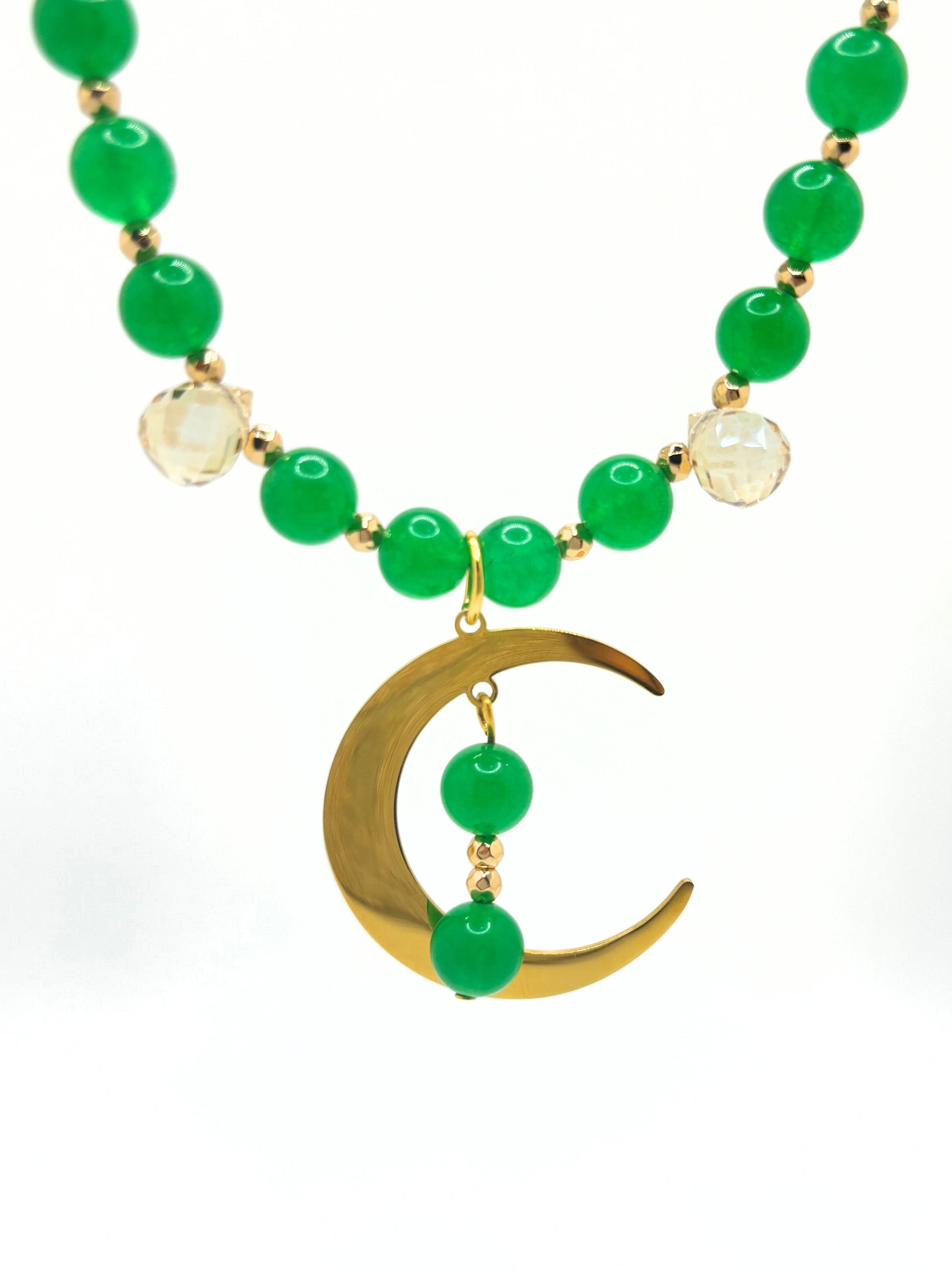 Green moon necklace