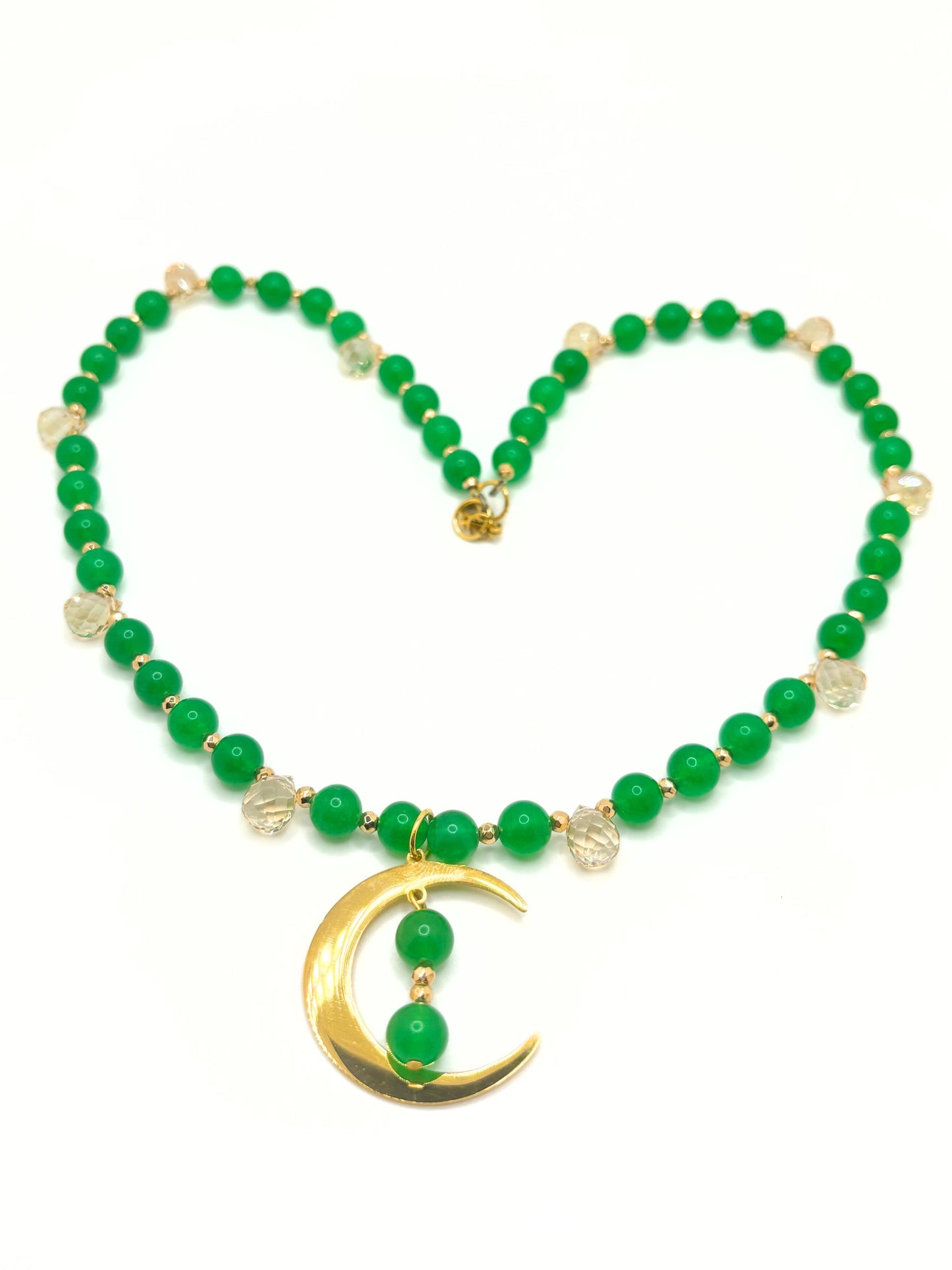 Green moon necklace