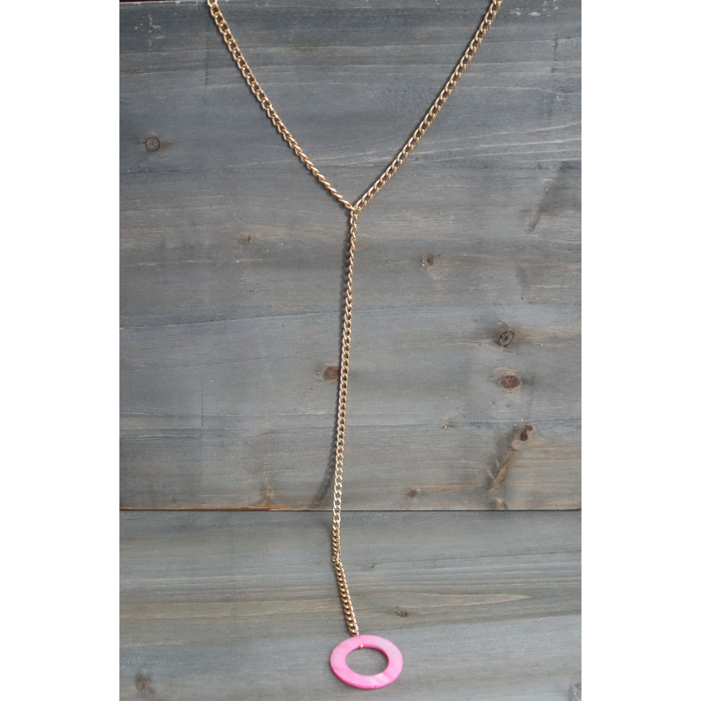 Pink Mother of Pearl Drop Necklace