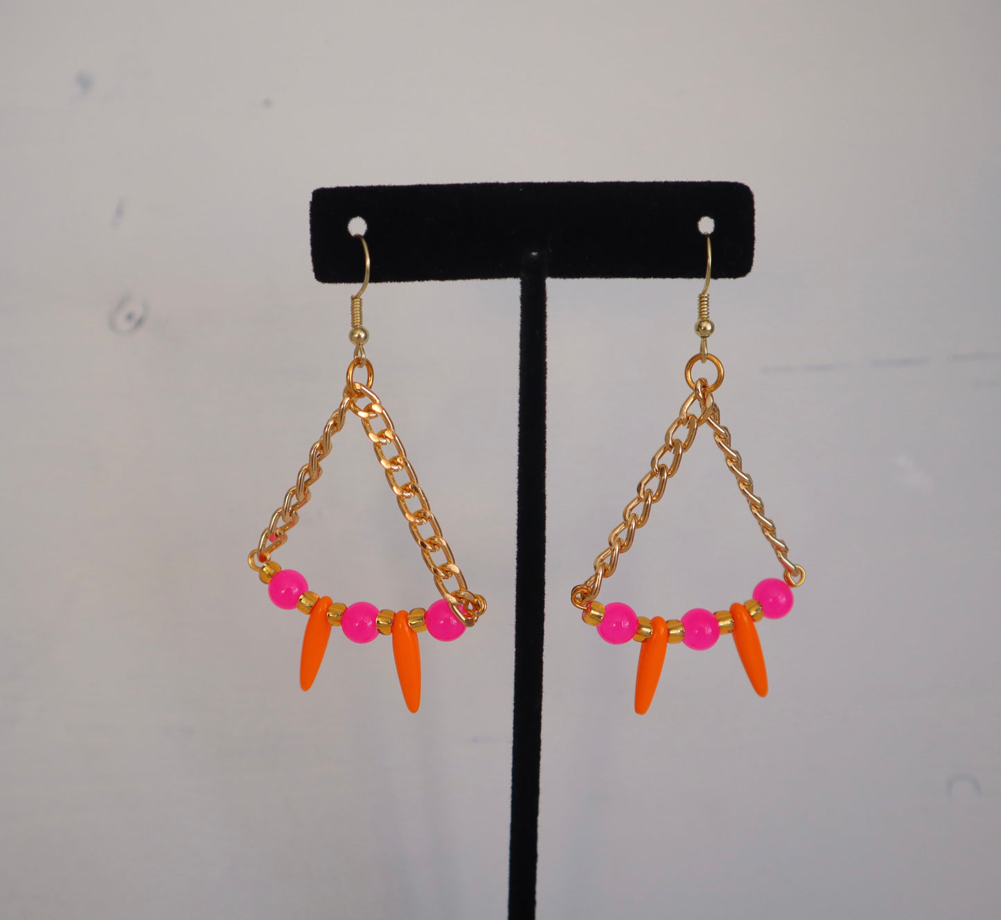 Orange and Pink Triangle Earrings