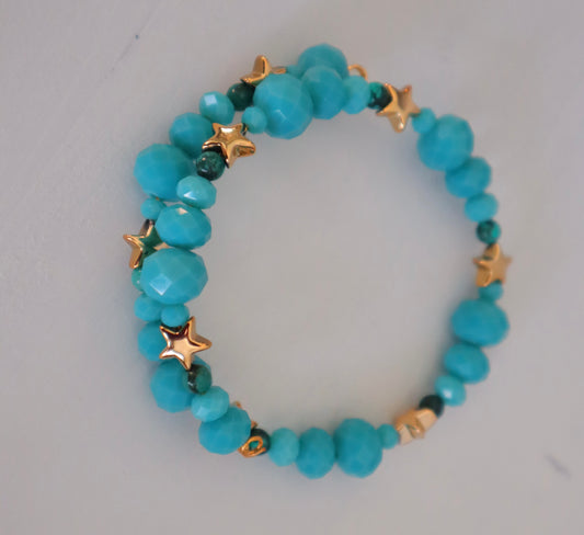 Turquoise and Star Wrap Bracelet