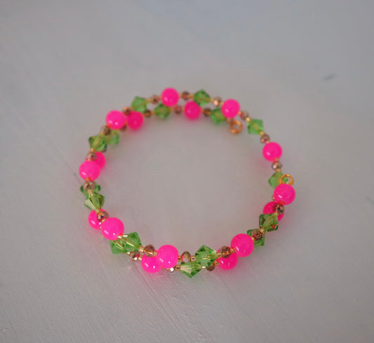 Pink and Green Wrap Bracelet