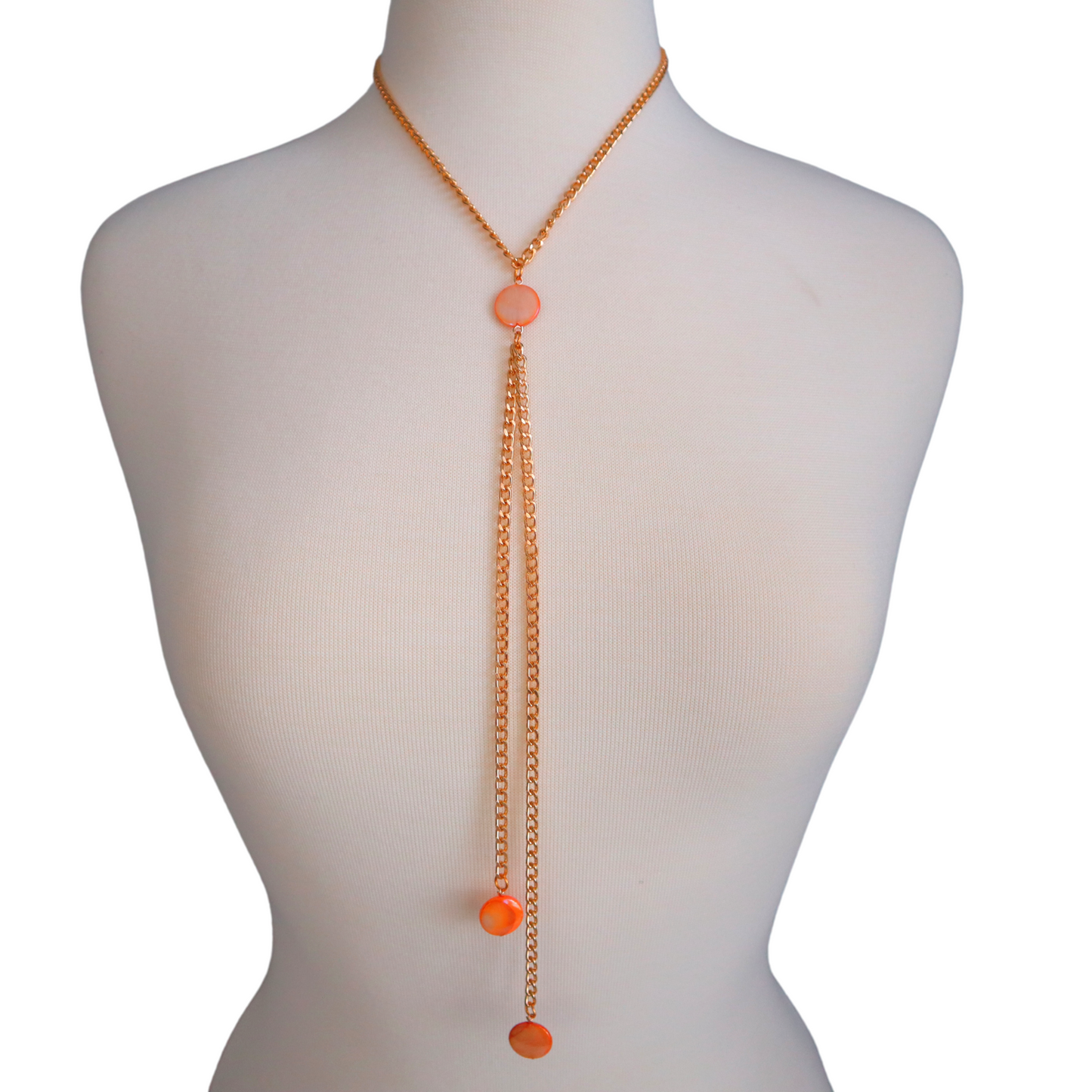 Orange Mother of Pearl Long Necklace
