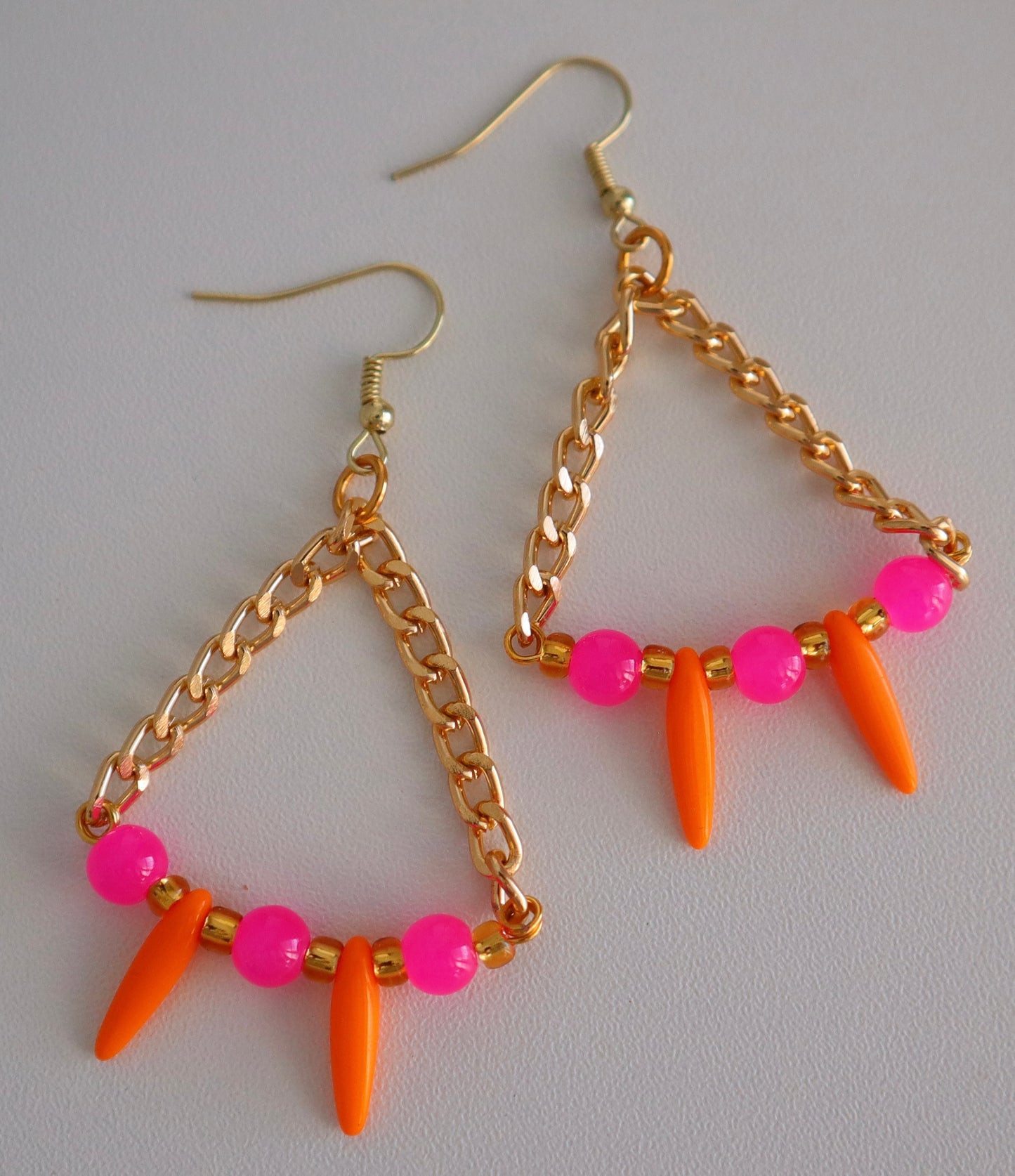 Orange and Pink Triangle Earrings